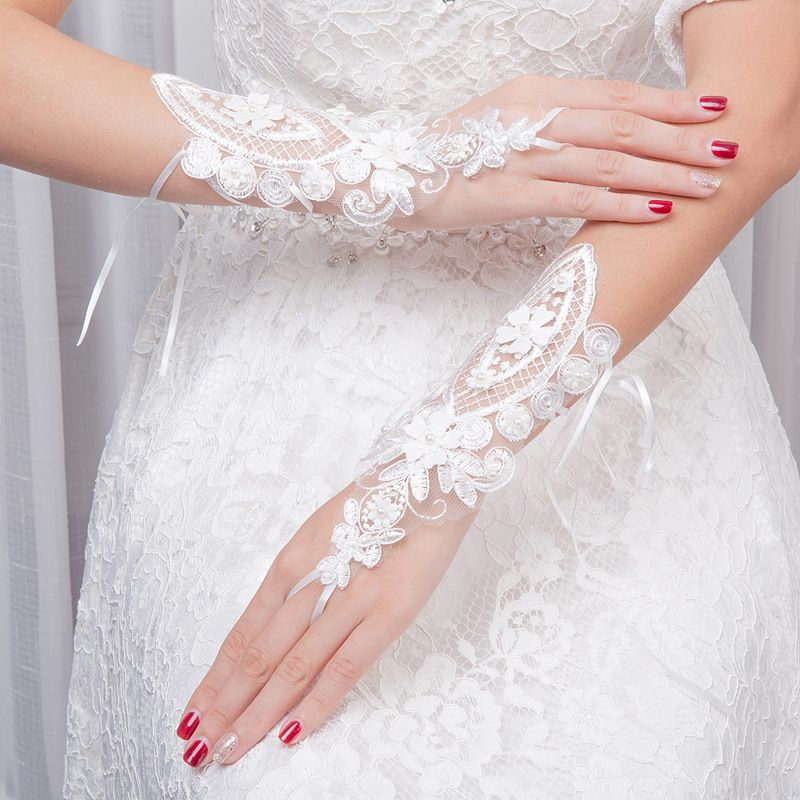 Bridal Gloves Wedding Gowns Short Gloves White Gloves Pearl