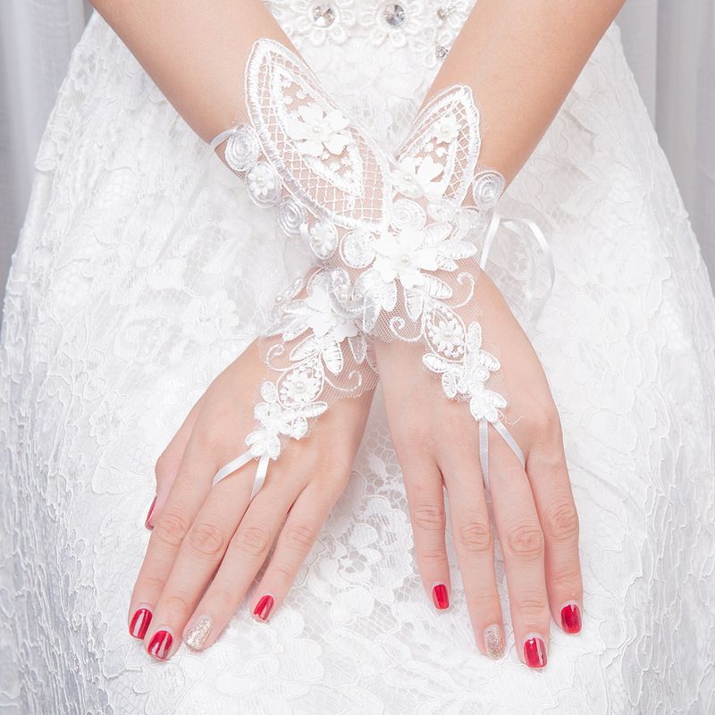 Bridal Gloves Wedding Gowns Short Gloves White Gloves Pearl