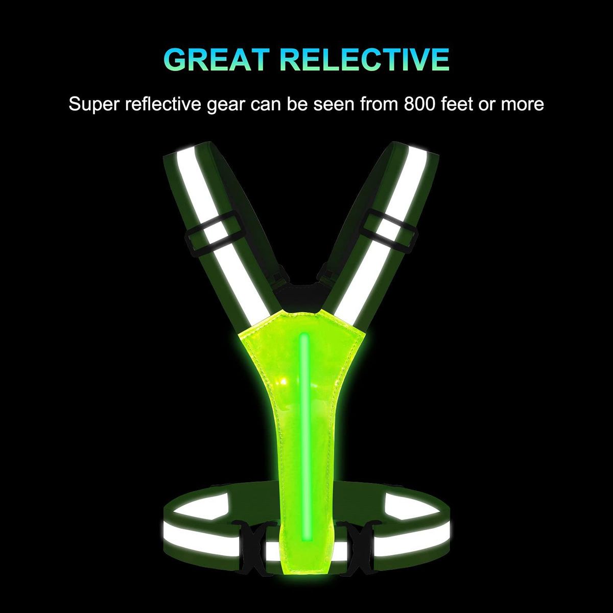 LED Reflective Vest Running Gear,USB Rechargeable LED Light