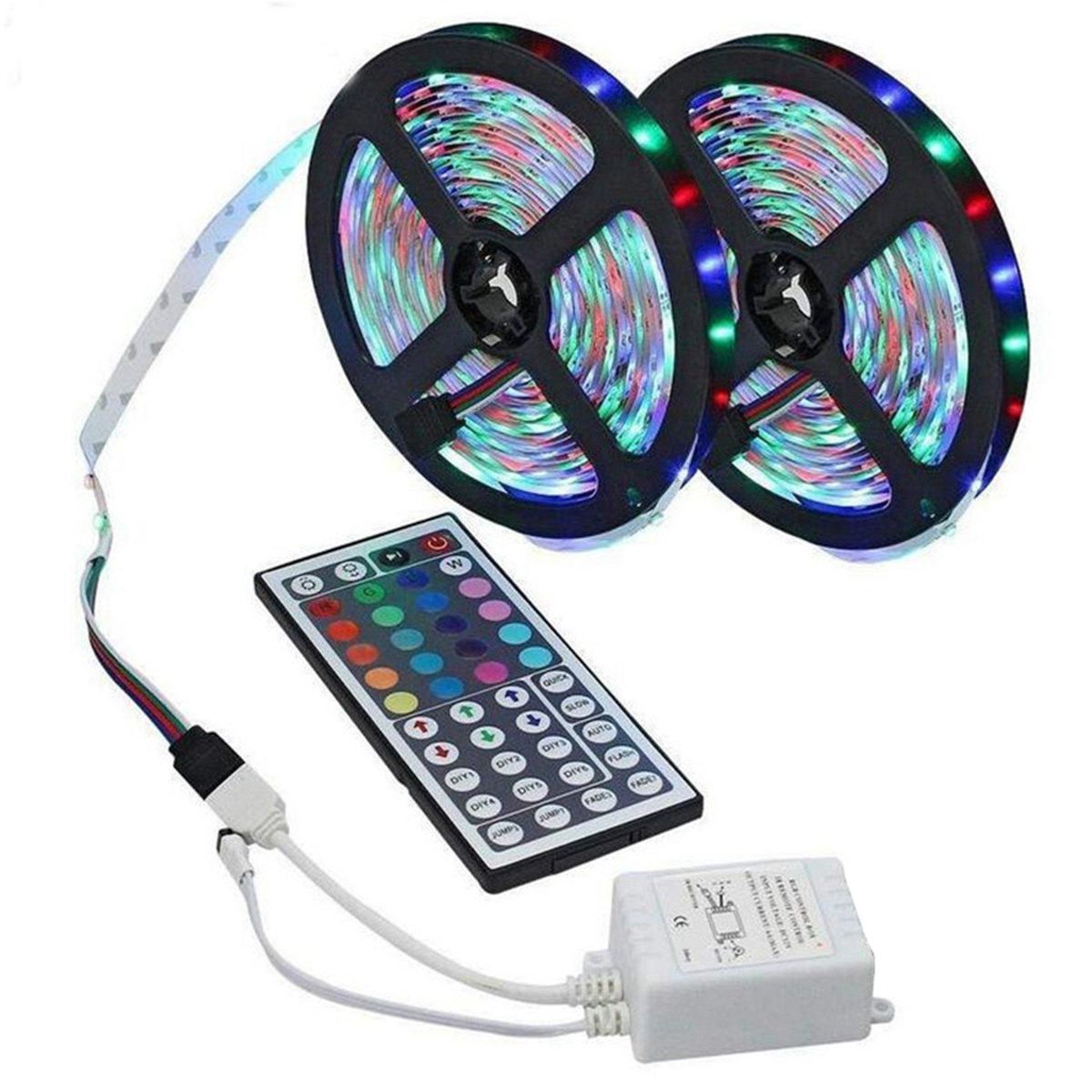 10M LED Light Strip RGB 3528 600 LED Flexible Light Strip with 44 Key Remote ControllerController for Bedroom Christmas