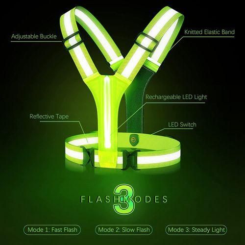 LED Reflective Vest Running Gear,USB Rechargeable