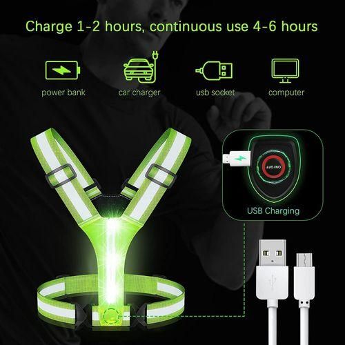 LED Reflective Vest Running Gear,USB Rechargeable