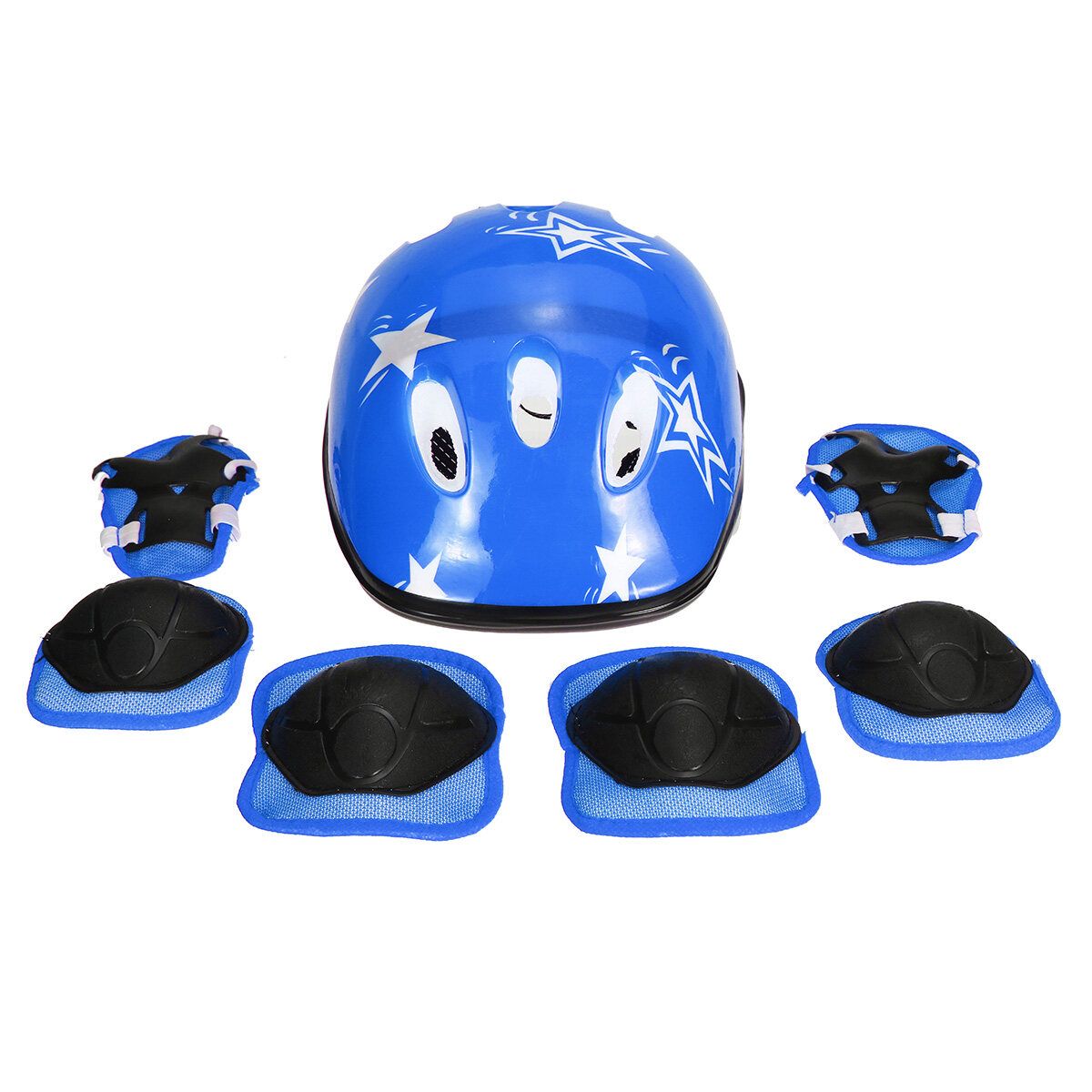 Skating Protective Gear Set Helment Elbow Knee Pads Bike Cycling Skateboard Kids Blue