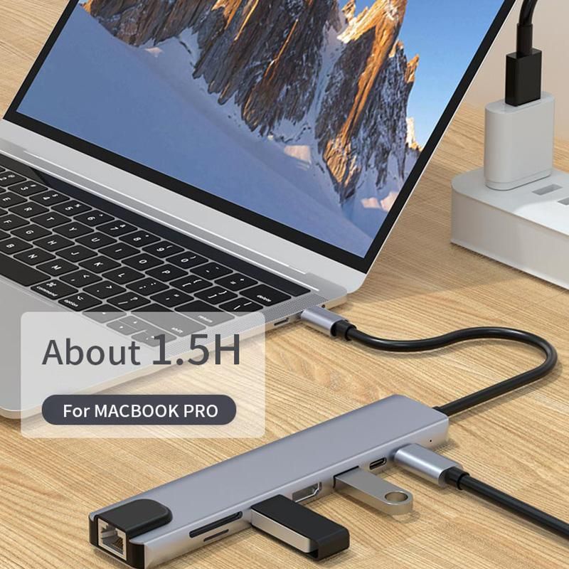 6in1 / 8in1 Type-c OTG HUB USB-C USB 2.0 3.0 Computer Adapter HDMI-compatible USB C Port For MacBook Notebook Tablet PD Charging