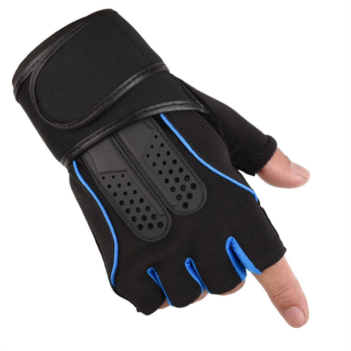 1 Pair Fitness Gloves Anti-Slip Strength Training Half-Blue