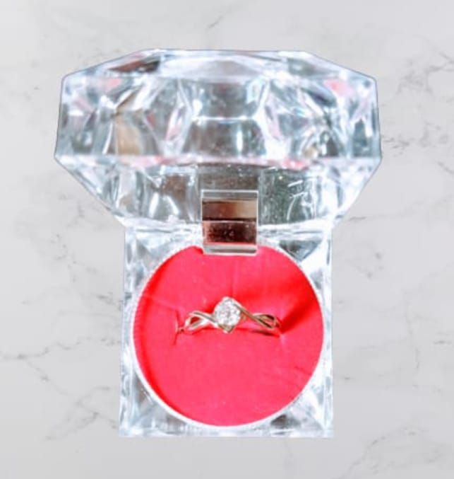 Adjustable Trendy Love Shaped Diamond Proposal Ring With Case