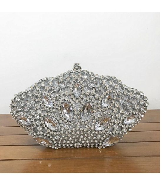 Rich Silver Queen Crowned Clutch