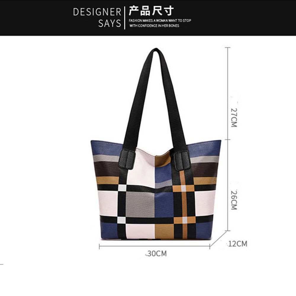 Ladies Casual Fashion Oxford Shoulder Bag - Plaid