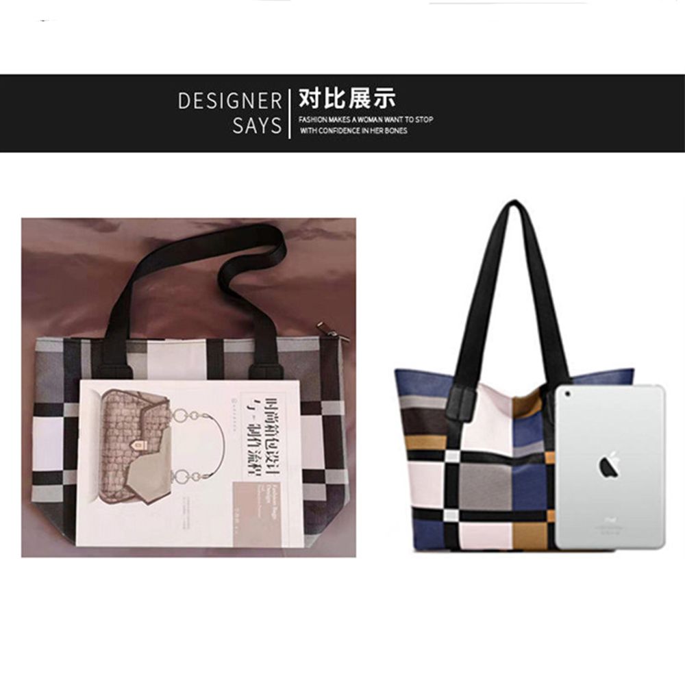 Ladies Casual Fashion Oxford Shoulder Bag - Plaid