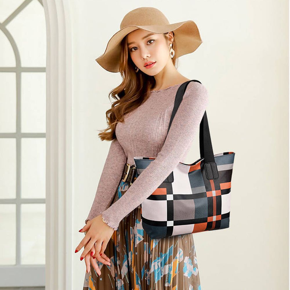 Ladies Casual Fashion Oxford Shoulder Bag - Plaid