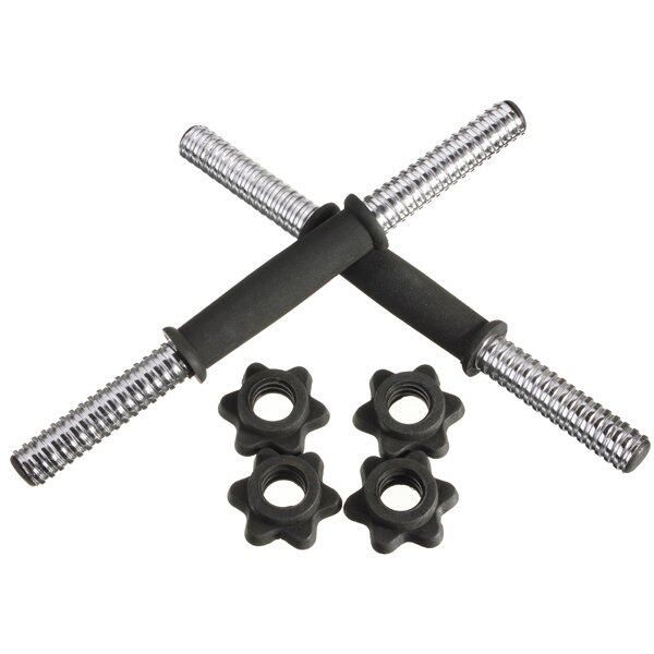 14" Chrome Dumbbell Bar Solid Steel Weight Lifting 4 Vinyl Spinlock Collar 2.5cm