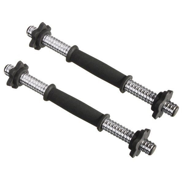 14" Chrome Dumbbell Bar Solid Steel Weight Lifting 4 Vinyl Spinlock Collar 2.5cm