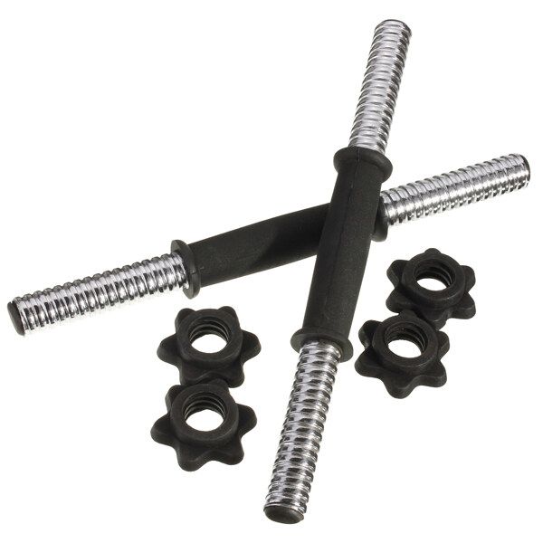 14" Chrome Dumbbell Bar Solid Steel Weight Lifting 4 Vinyl Spinlock Collar 2.5cm
