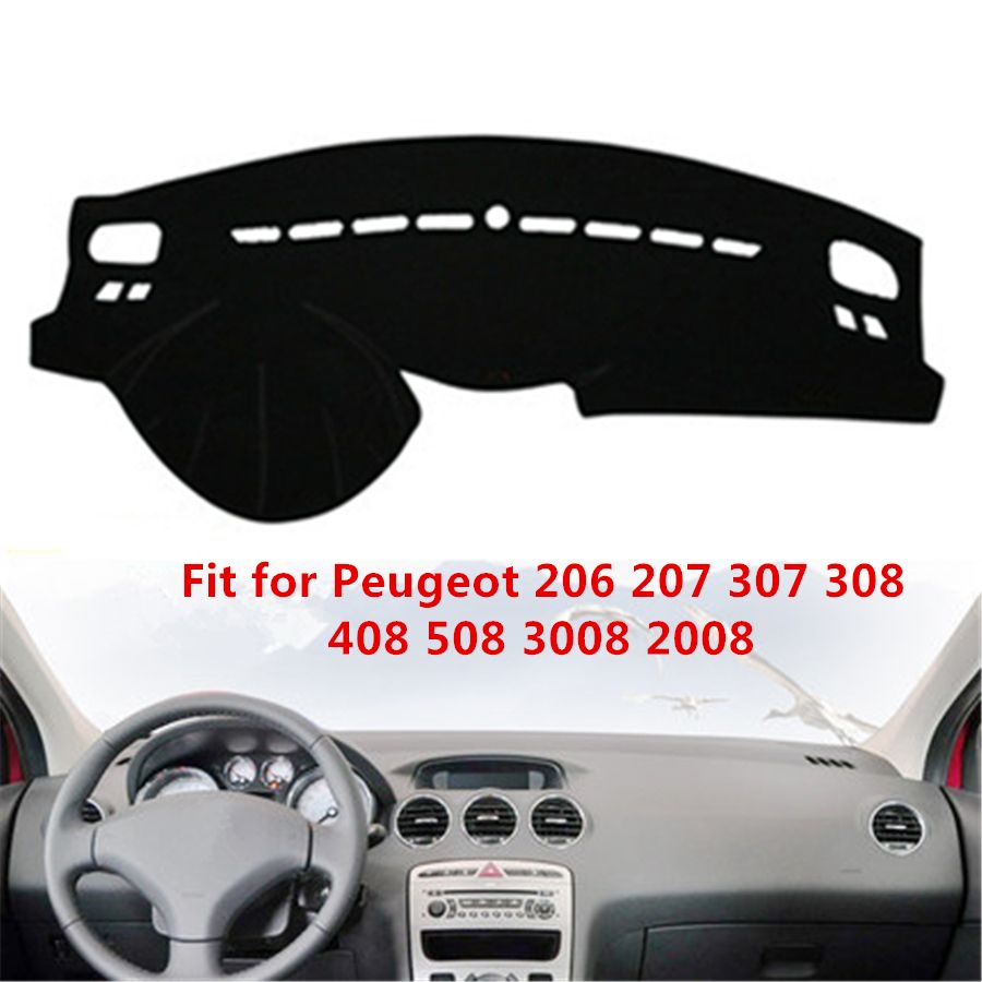 Black Car Dashboard Cover Dash Mat For Peugeot 206 207 307
