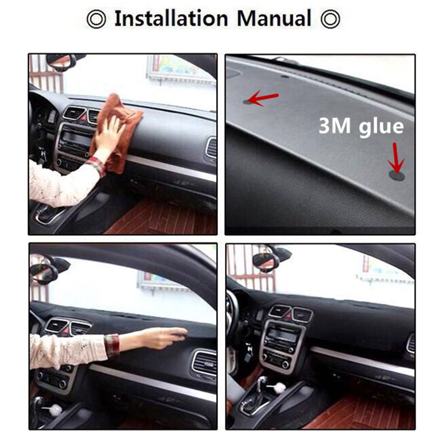 Black Car Dashboard Cover Dash Mat For Peugeot 206 207 307