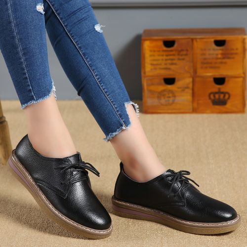 Women Casual Shoes Leather Shoes Ladies Flat Shoes