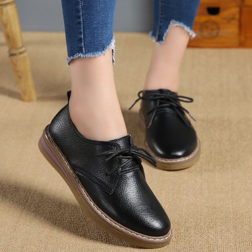 Women Casual Shoes Leather Shoes Ladies Flat Shoes