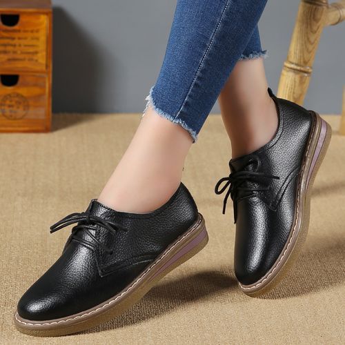 Women Casual Shoes Leather Shoes Ladies Flat Shoes