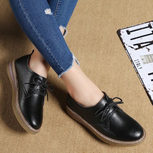 Women Casual Shoes Leather Shoes Ladies Flat Shoes
