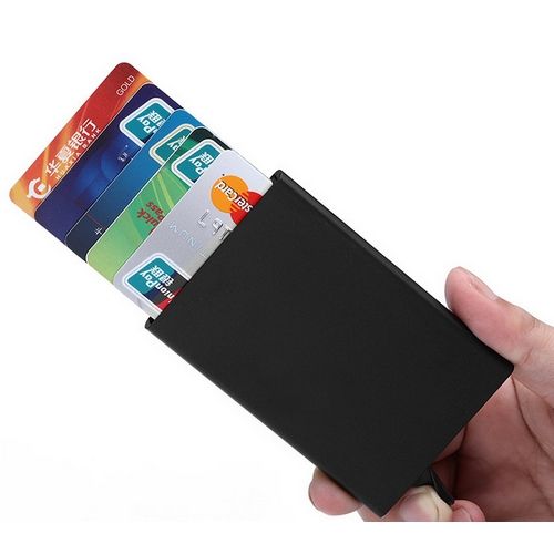 Unisex Wallet Aluminum Slim ID Credit Card RFID Protector Holder Purse Case Black