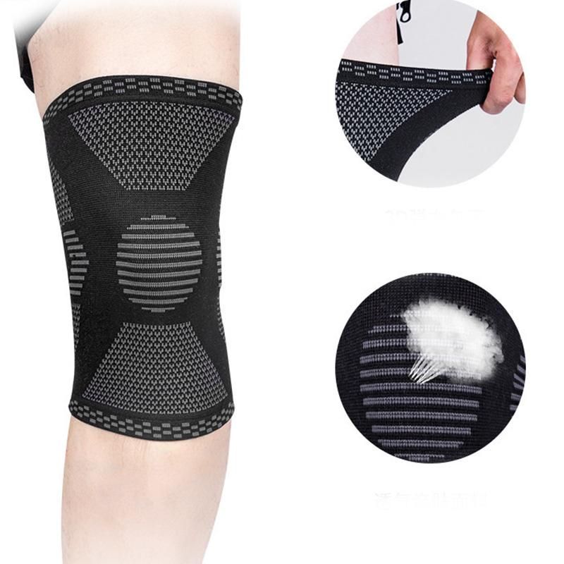 High Elastic Three-Dimensional Knitted Nylon Sports Knee Pads M Black