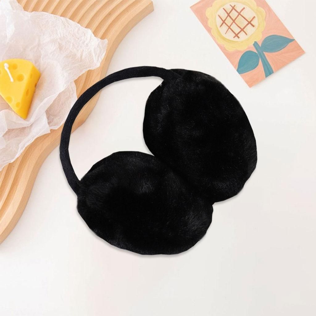 Furry Ear Muffs Earmuffs Headphone Cute Solid For Winter Behind Black