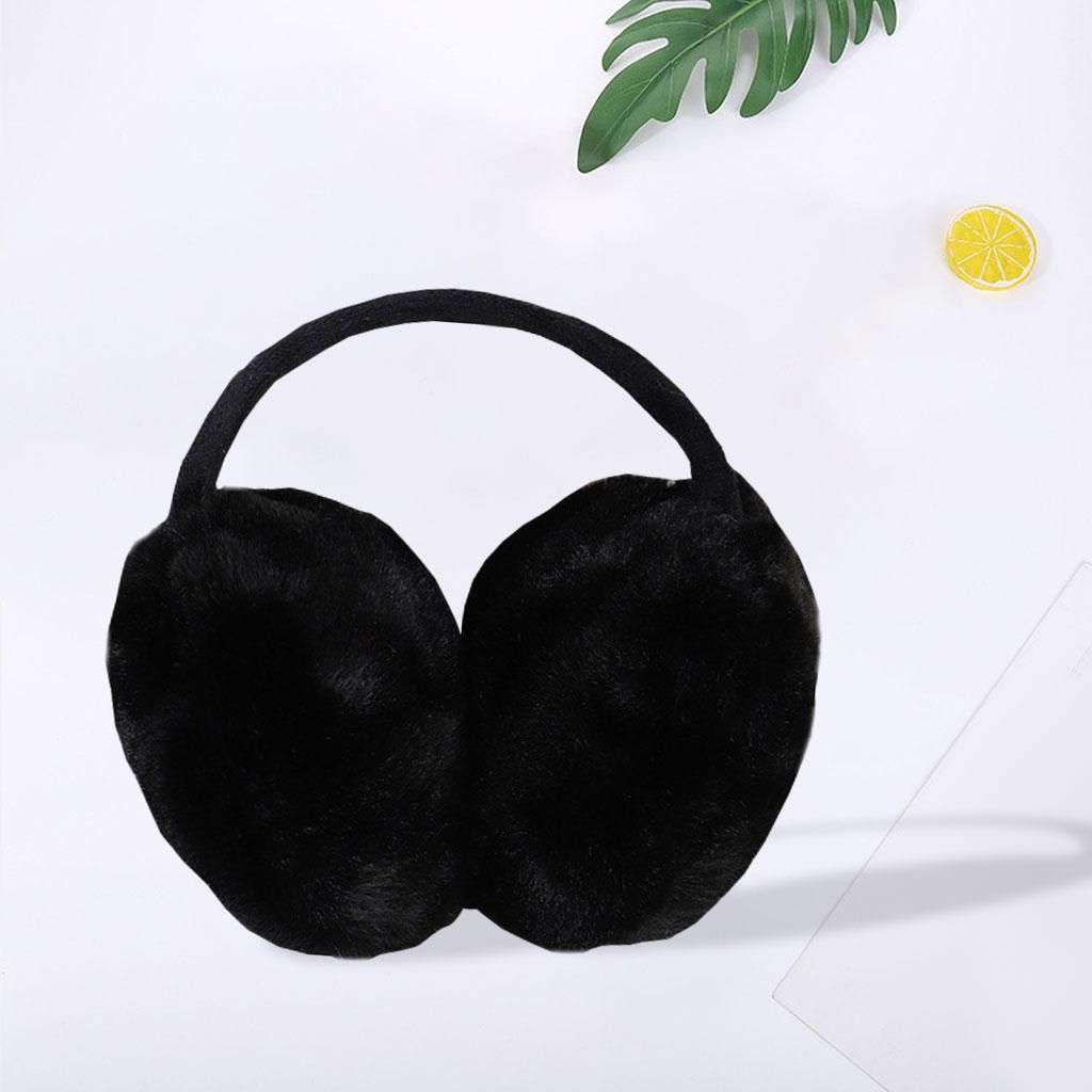 Furry Ear Muffs Earmuffs Headphone Cute Solid For Winter Behind Black