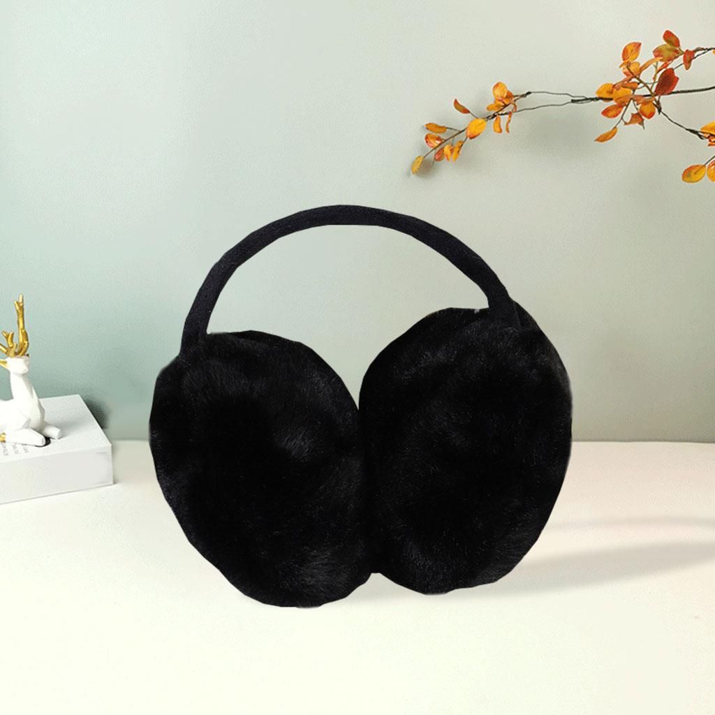 Furry Ear Muffs Earmuffs Headphone Cute Solid For Winter Behind Black