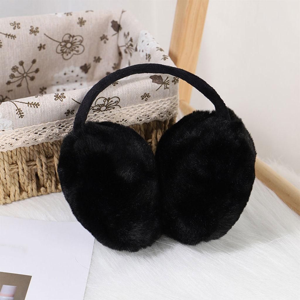 Furry Ear Muffs Earmuffs Headphone Cute Solid For Winter Behind Black