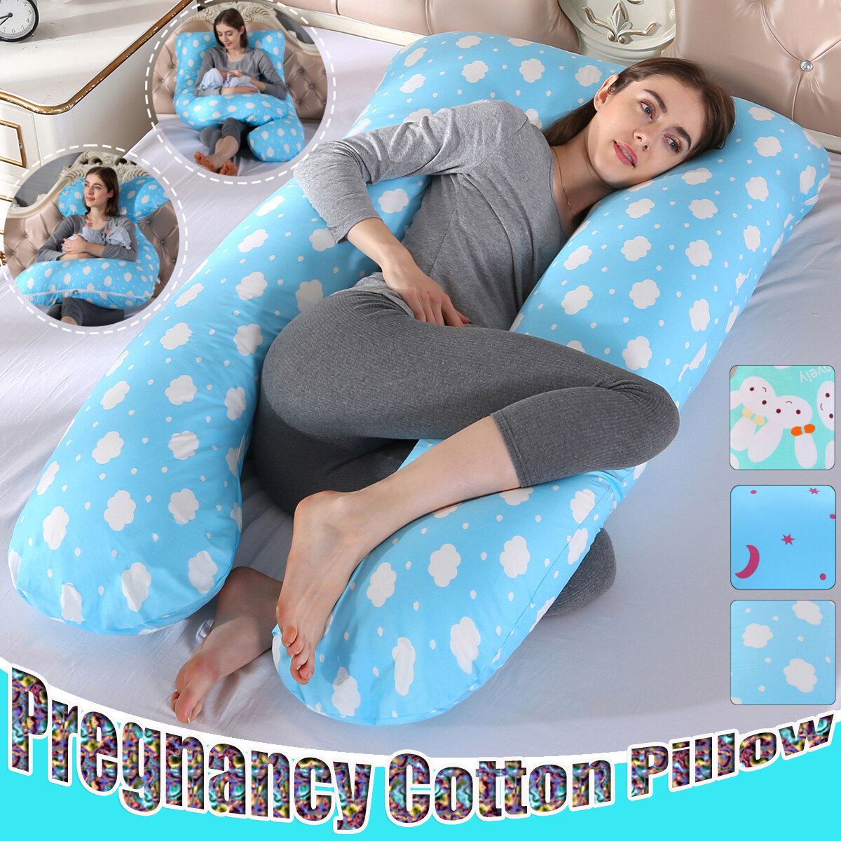 Woman Pregnancy Pillow Cushion U-Shaped Comfortable Full Body Cotton Sleeping Clouds