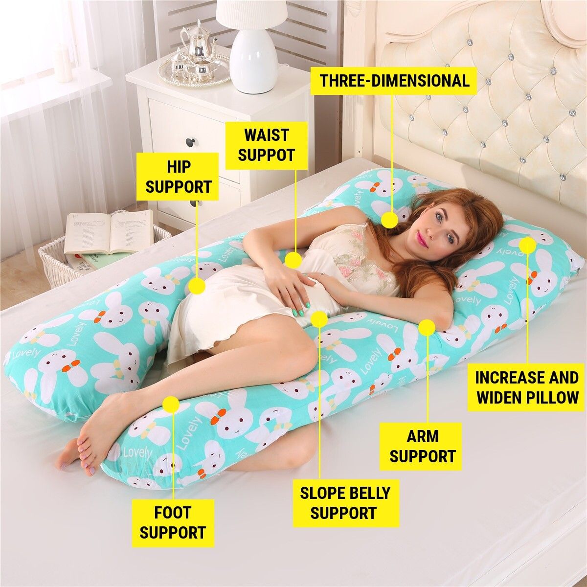 Woman Pregnancy Pillow Cushion U-Shaped Comfortable Full Body Cotton Sleeping Clouds
