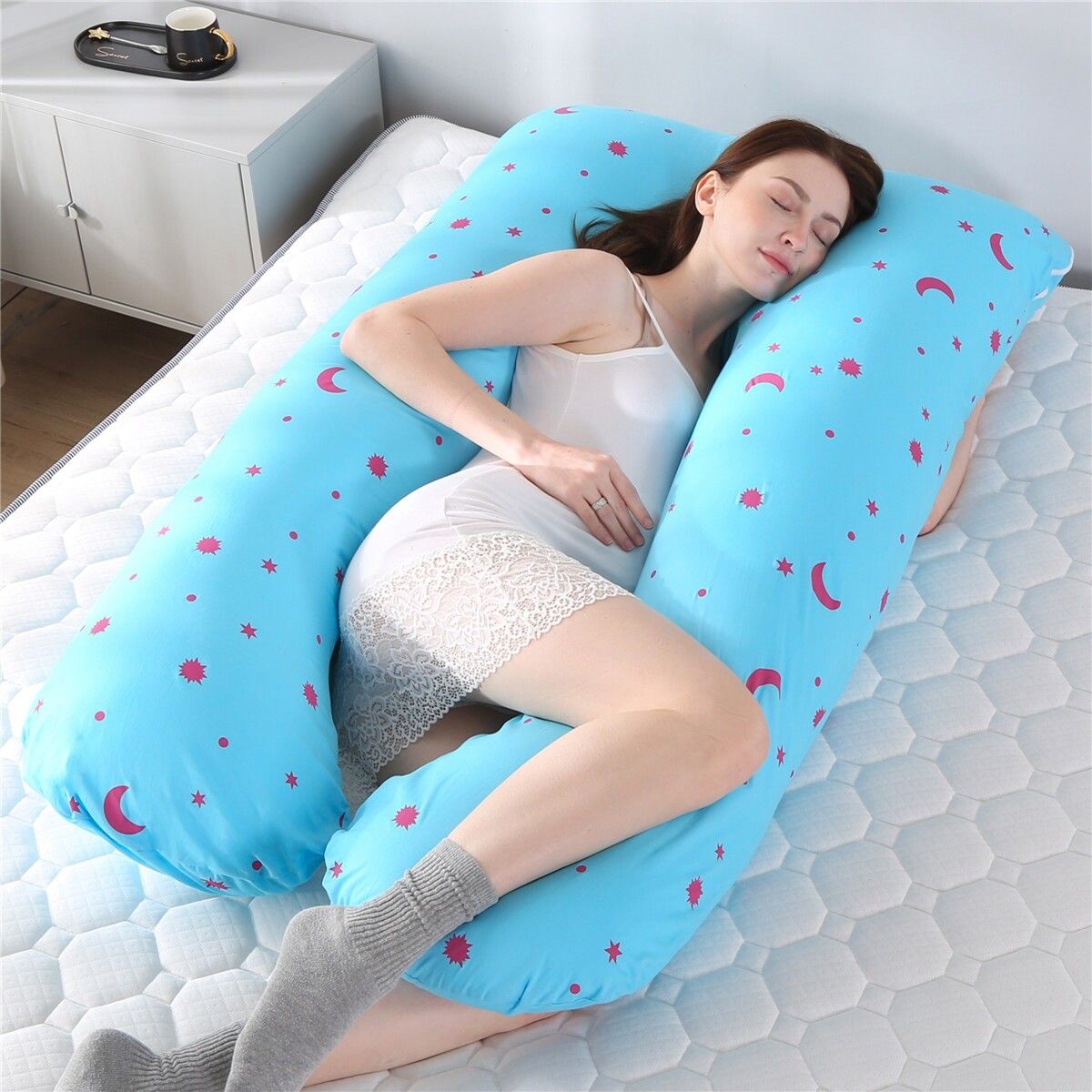 Woman Pregnancy Pillow Cushion U-Shaped Comfortable Full Body Cotton Sleeping Clouds