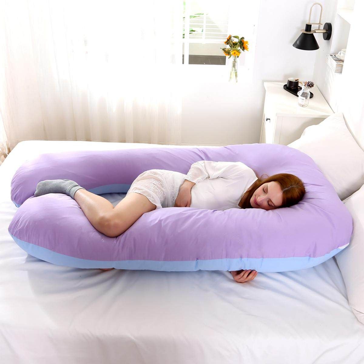 Pregnancy Pillow Maternity Belly Contoured Body U Shape Extra Comfort Cuddler Purple And Blue