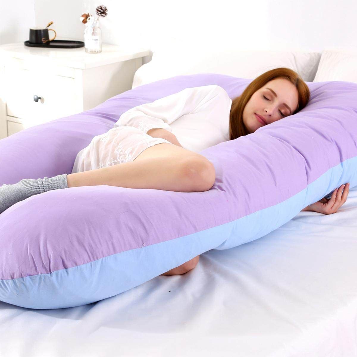 Pregnancy Pillow Maternity Belly Contoured Body U Shape Extra Comfort Cuddler Purple And Blue