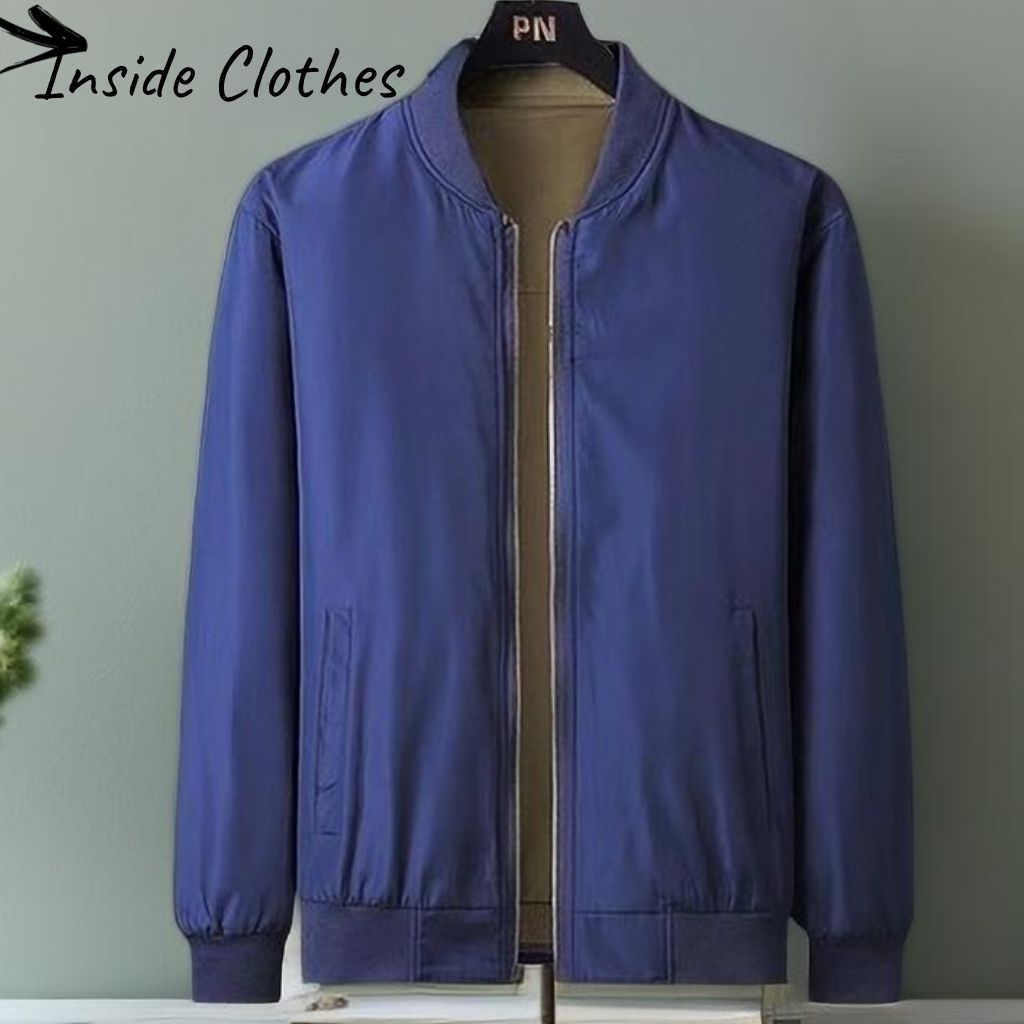 Mens Lightweight Coats Double Sided Wear Outerwear Blazer Jackets - Brown