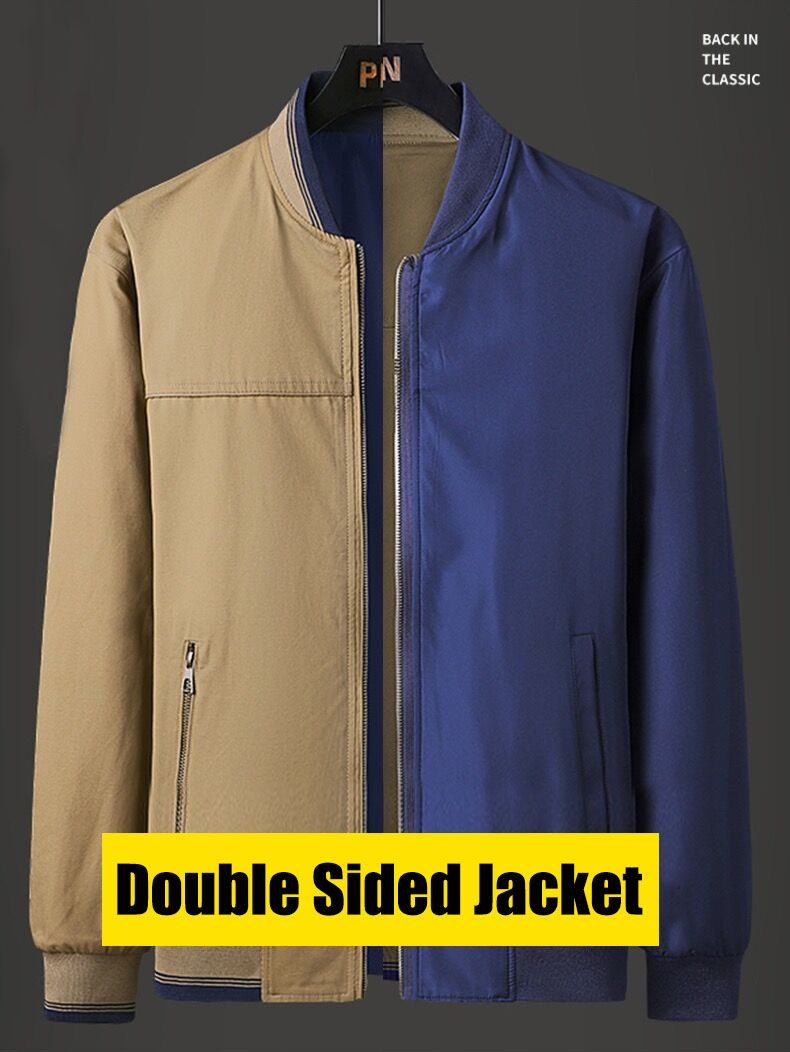 Mens Lightweight Coats Double Sided Wear Outerwear Blazer Jackets - Brown