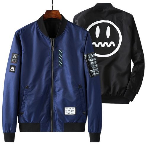 Mens Double Sided Bomber Coats Winter Lightweight Jackets