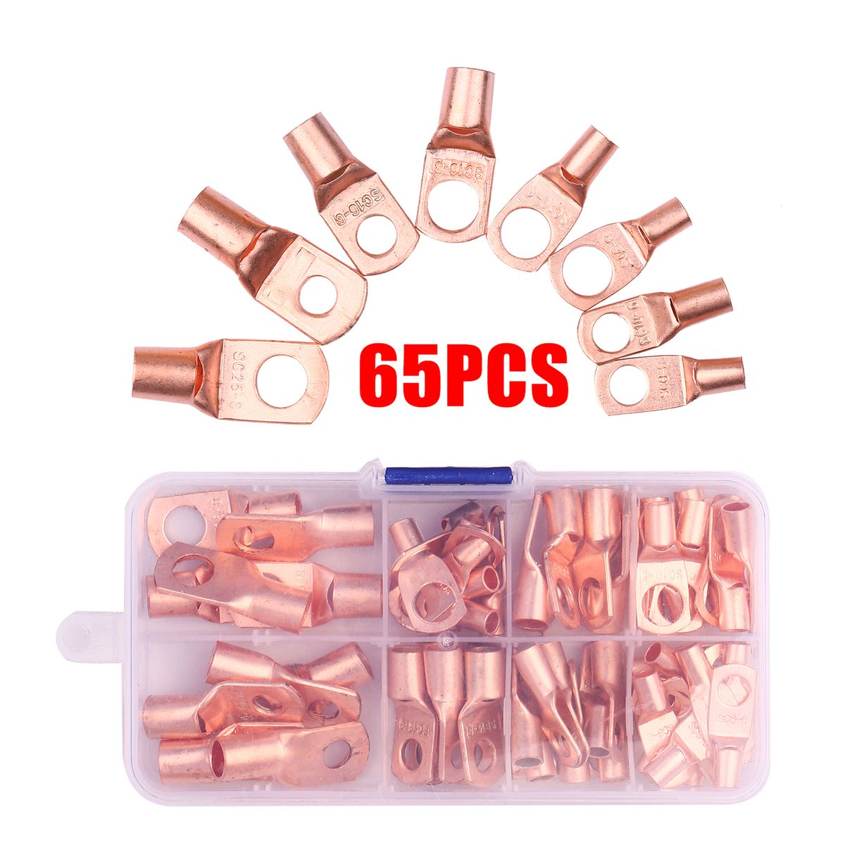 125PCS/Box Assorted Wire Lugs Kit Includes 65PCS Copper Ring