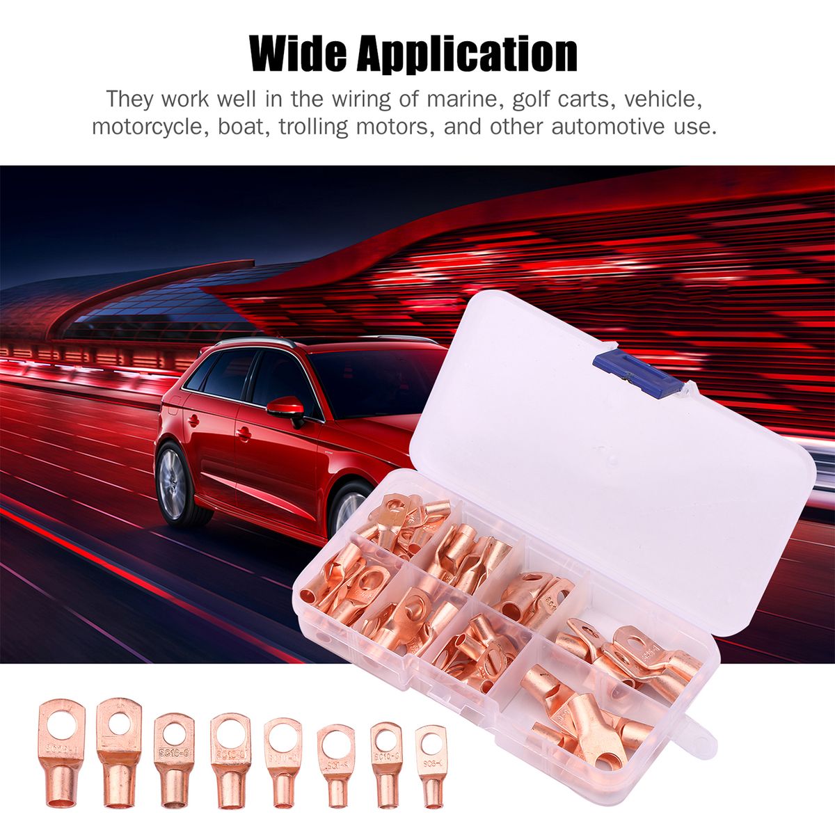 125PCS/Box Assorted Wire Lugs Kit Includes 65PCS Copper Ring