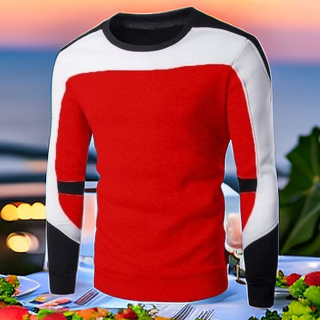 Men's Trendy Multi Long Sleeve Shitrs Sweatshirts T-Shirt - Red