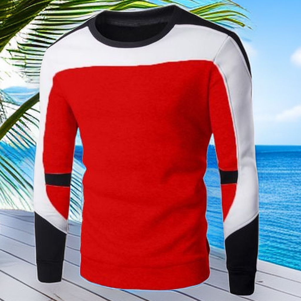 Men's Trendy Multi Long Sleeve Shitrs Sweatshirts T-Shirt - Red