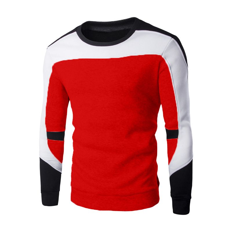 Men's Trendy Multi Long Sleeve Shitrs Sweatshirts T-Shirt - Red