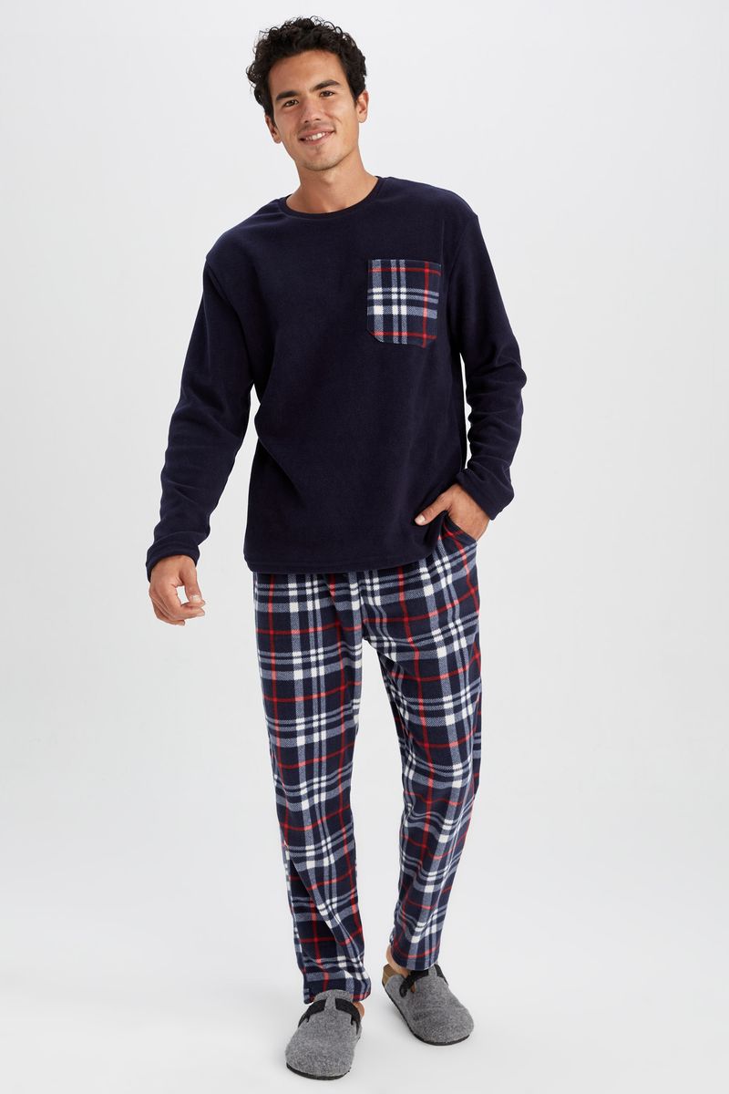 Man- 2-Pack Crew Neck Long Sleeve Regular Fit Homewear Knitted Sets-Navy Blue