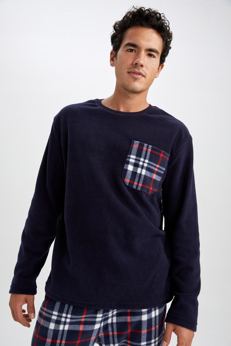 Man- 2-Pack Crew Neck Long Sleeve Regular Fit Homewear Knitted Sets-Navy Blue