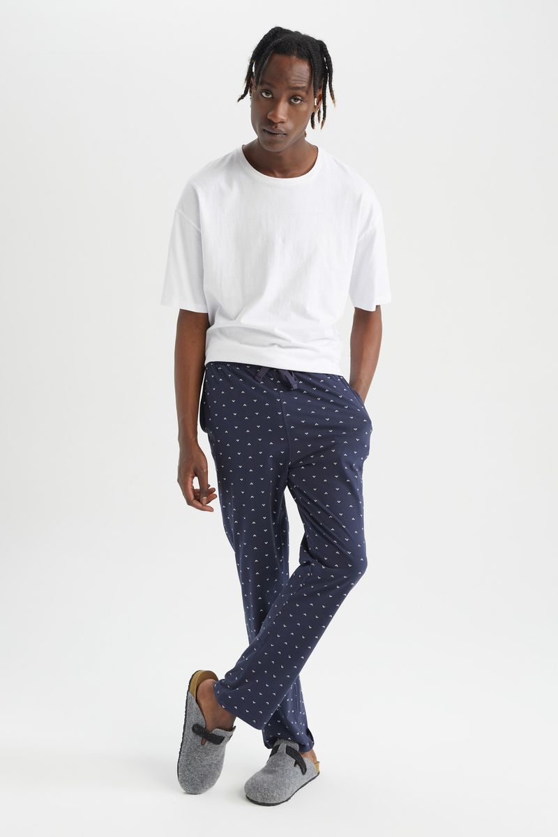 Man Homewear Regular Fit Knitted Bottoms -Navy