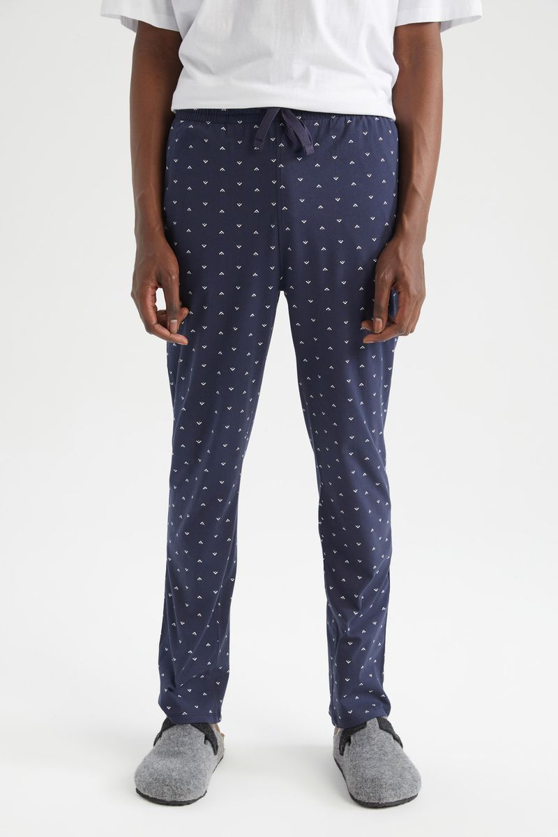 Man Homewear Regular Fit Knitted Bottoms -Navy