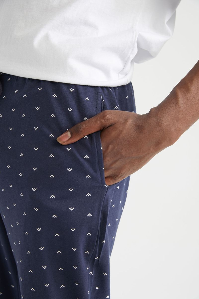 Man Homewear Regular Fit Knitted Bottoms -Navy