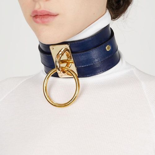 Night Club Men Women O Ring Pendant Collar Faux-Black