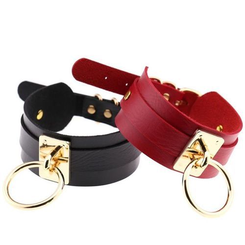 Night Club Men Women O Ring Pendant Collar Faux-Black