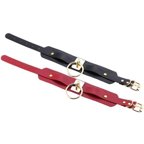 Night Club Men Women O Ring Pendant Collar Faux-Black